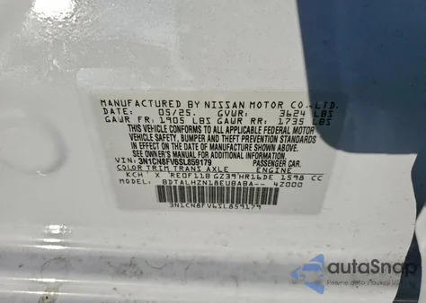 2025 Nissan Versa Sr z USA, uszkodzony, nr VIN 3N1CN8FV6SL859179